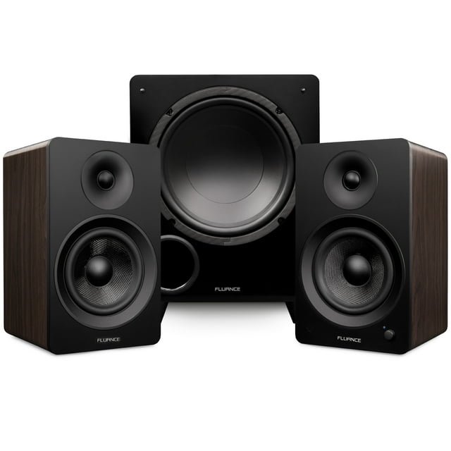 Fluance Powered 6.5" Bookshelf Speakers, 10" Powered Subwoofer, 15ft Sub Cable