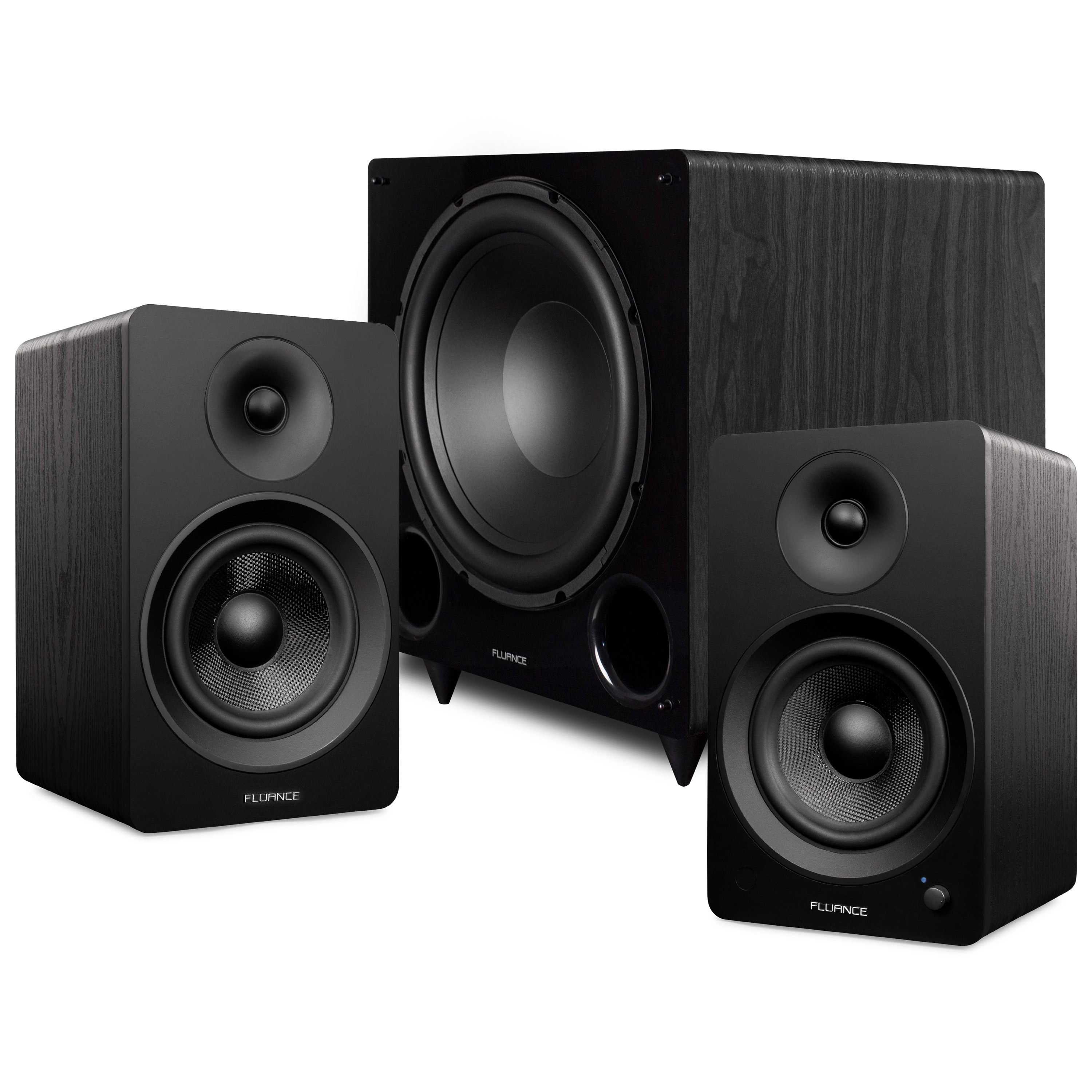 Fluance Powered 6.5" Bookshelf Speakers, 12" Powered Subwoofer, 15ft Sub Cable - image 1 of 10