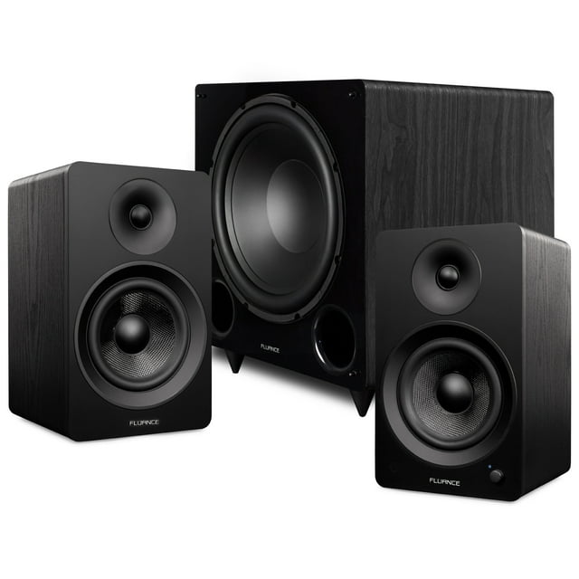 Fluance Powered 6.5" Bookshelf Speakers, 12" Powered Subwoofer, 15ft Sub Cable