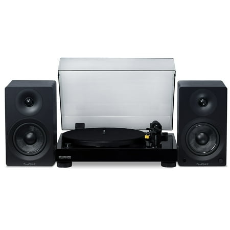 Fluance RT80 Classic High Fidelity Vinyl Turntable with Ai41 Powered 5" Stereo Bookshelf Speakers, Diamond Stylus, Belt Drive, Built-in Preamp, 90W Class D Amplifier, Bluetooth