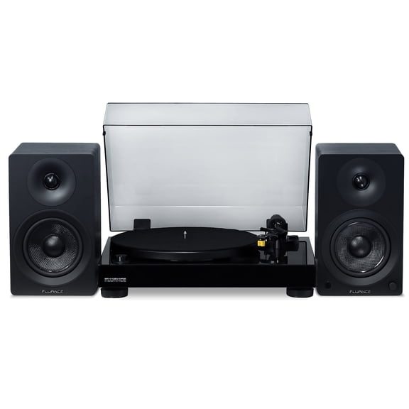Fluance RT80 Classic High Fidelity Vinyl Turntable with Ai41 Powered 5" Stereo Bookshelf Speakers, Diamond Stylus, Belt Drive, Built-in Preamp, 90W Class D Amplifier, Bluetooth