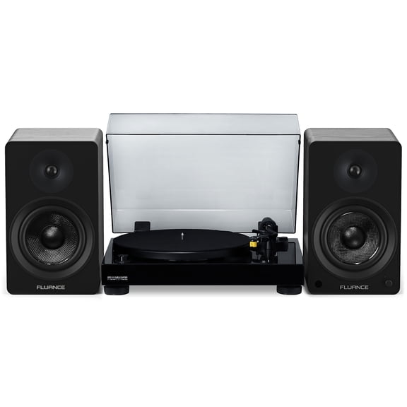 Fluance RT80 Classic High Fidelity Vinyl Turntable with Ai61 Powered 6.5" Stereo Bookshelf Speakers, Diamond Stylus, Belt Drive, Built-in Preamp, 90W Class D Amplifier, Bluetooth
