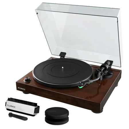 Fluance RT81 Elite High Fidelity Vinyl Turntable Record Player featuring Audio Technica AT95E, Belt Drive, Built-in Preamp with Record Weight and 3 in 1 Stylus and Record Cleaning Vinyl Accessory Kit