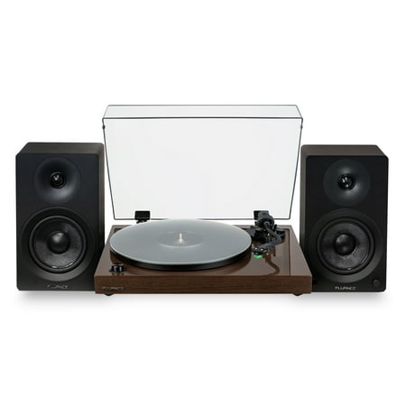 Fluance RT81+ Elite HiFi Vinyl Turntable and Ai41 Powered Bookshelf Speakers Bundle: High Fidelity Sound, Integrated Amplifier, Audio Technica Cartridge (Natural Walnut)