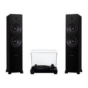 Fluance RT81 Elite High Fidelity Vinyl Turntable Piano Black with Ai81 Powered 2-Way Floorstanding Speakers Black Ash Diamond Stylus, Belt Drive, Built-in Preamp, 150W Class D Amplifier, Bluetoot