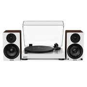 Fluance RT81 Elite High Fidelity Vinyl Turntable White with Ai41 Powered 5 Stereo Bookshelf Speakers White Walnut, Diamond Stylus, Belt Drive, Built-in Preamp, 90W Class D Amplifier, Bluetooth