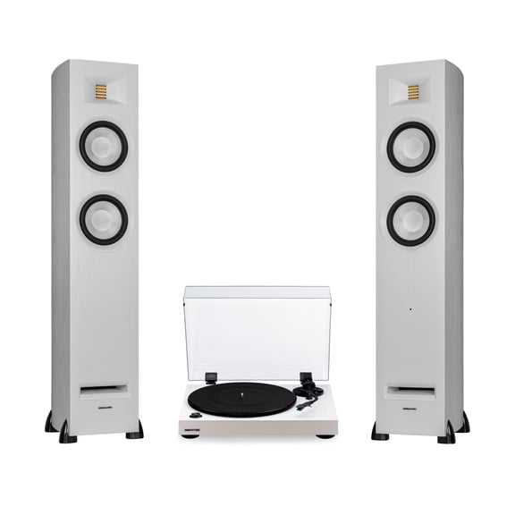 Fluance RT81 Vinyl Turntable Record Player, Audio Technica AT95E Cartridge,  and Ri91 Powered Floorstanding Speakers