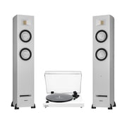 Fluance RT81+ Vinyl Turntable Record Player, Audio Technica VM95E Cartridge, Acrylic Mat and Ri91 Powered Floorstanding Speakers