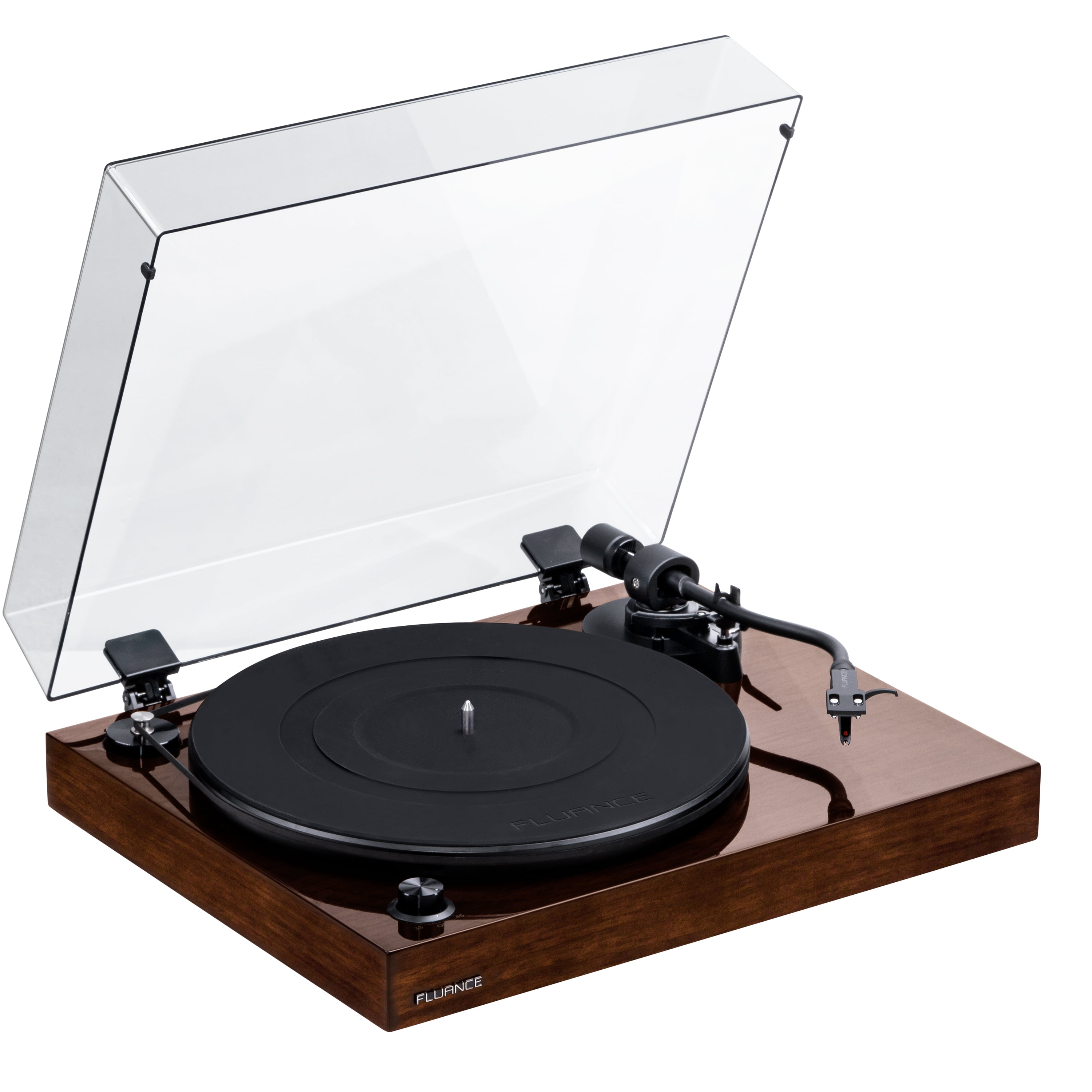 Walnut Belt Drive Turntable with Metal Platter and Rubber Feet