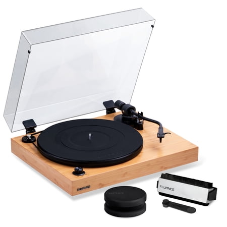 Fluance RT82 Reference High Fidelity Vinyl Turntable Record Player with Ortofon OM 10 Cartridge, Speed Control Motor, Record Weight, 3 in 1 Stylus and Record Cleaning Vinyl Accessory Kit