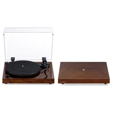Fluance RT82 Reference High Fidelity Vinyl Turntable Record Player with Ortofon OM10 Cartridge And Anti-Vibration Wood Isolation Base - Natural Walnut