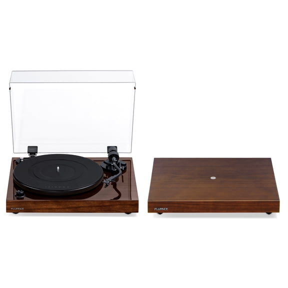 Fluance RT82 Reference High Fidelity Vinyl Turntable Record Player with Ortofon OM10 Cartridge And Anti-Vibration Wood Isolation Base - Natural Walnut