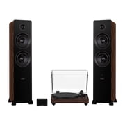 Fluance RT82 Reference High Fidelity Vinyl Turntable Walnut, PA10 Phono Preamp and Ai81 Powered Floorstanding Speakers Walnut, Ortofon OM10 Cartridge, 150W Class D Amplifier, Bluetooth