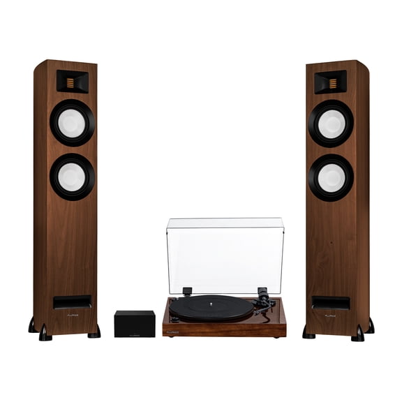 Fluance RT82 Vinyl Turntable Record Player, Ortofon OM 10 Cartridge, Ri91 Powered Floorstanding Speakers, PA10 Preamp
