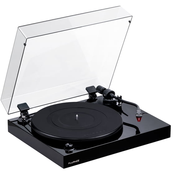 Fluance RT83 Reference High Fidelity Vinyl Turntable Record Player with Ortofon 2M Red Cartridge, Speed Control Motor, High Mass MDF Wood Plinth, Vibration Isolation Feet - Piano Black
