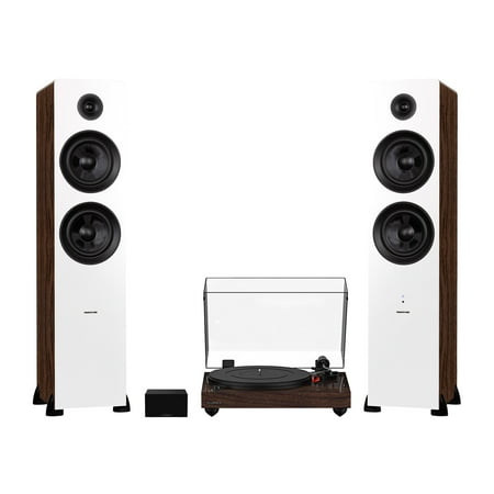 Fluance RT83 Reference High Fidelity Vinyl Turntable (Walnut), PA10 Phono Preamp and Ai81 Powered Floorstanding Speakers (White Walnut), Ortofon 2M Red Cartridge, 150W Class D Amplifier, Bluetooth