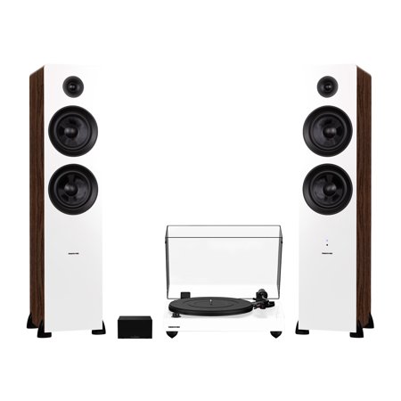 Fluance RT82 Reference High Fidelity Vinyl Turntable, PA10 Phono Preamp and Ai81 Powered Floorstanding Speakers, Ortofon OM10 Cartridge, 150W Class D Amplifier, Bluetooth (Natural Walnut)
