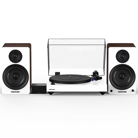 Fluance Reference RT84 High Fidelity Vinyl Turntable (White), PA10 Phono Preamp, Ai61 Powered 6.5" Bookshelf Speakers (White Walnut), Ortofon 2M Blue Cartridge, 120W Class D Amplifier, Bluetooth
