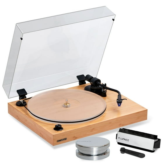 Fluance RT85 Reference High Fidelity Vinyl Turntable Record Player with Ortofon 2M Blue Cartridge, Acrylic Platter, Record Weight, 3 in 1 Stylus and Record Cleaning Vinyl Accessory Kit
