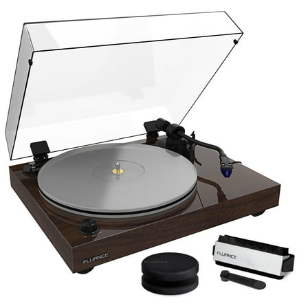 Fluance RT85 Reference High Fidelity Vinyl Turntable Record Player with Ortofon 2M Blue Cartridge, Acrylic Platter, Record Weight, 3 in 1 Stylus and Record Cleaning Vinyl Accessory Kit