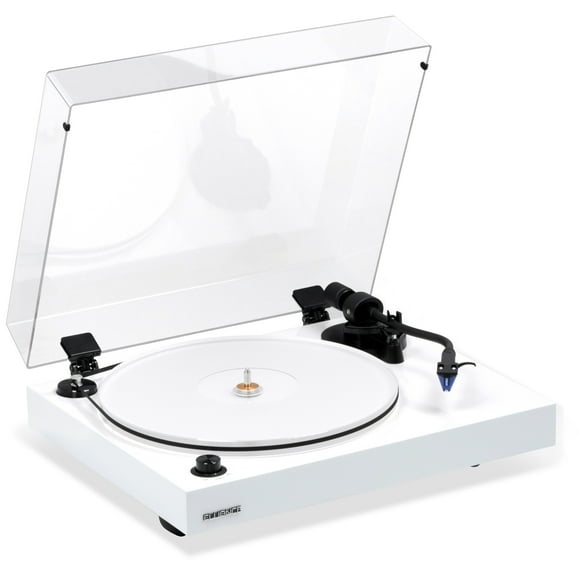 Fluance RT85 Reference High Fidelity Vinyl Turntable Record Player with Ortofon 2M Blue Cartridge, Acrylic Platter, Speed Control Motor High Mass MDF Wood Plinth Vibration Isolation Feet - Piano Whit
