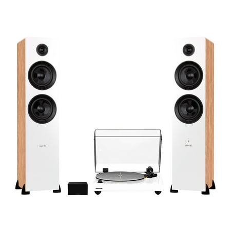 Fluance RT85N Reference High Fidelity Vinyl Turntable (White), PA10 Phono Preamp and Ai81 Powered Floorstanding Speakers (Bamboo), Nagaoka MP-110 Cartridge, 150W Class D Amplifier, Bluetooth
