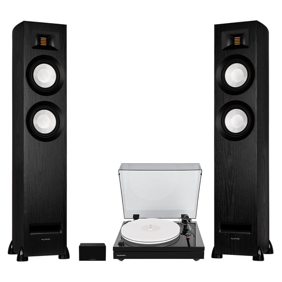 Fluance RT87 Reference High Fidelity Dual-Plinth Turntable, Ri91 Reference Stereo Powered Tower Speakers, PA10 Phono Preamp (Piano Black)