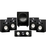 Fluance Reference Compact Surround Sound Home Theater 5.1 Channel Speaker System including 2-Way Bookshelf, Center Channel, Rear Surround Speakers and DB10 Subwoofer - Black Ash X851BC