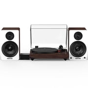 Fluance Reference RT83 High Fidelity Vinyl Turntable Walnut, PA10 Phono Preamp, Ai61 Powered 6.5" Bookshelf Speakers White Walnut, Ortofon 2M Red Cartridge, 120W Class D Amplifier, Bluetooth