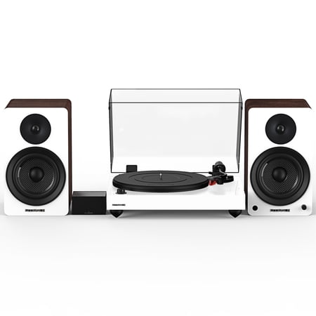 Fluance Reference RT83 High Fidelity Vinyl Turntable (White), PA10 Phono Preamp, Ai61 Powered 6.5" Bookshelf Speakers (White Walnut), Ortofon 2M Red Cartridge, 120W Class D Amplifier, Bluetooth