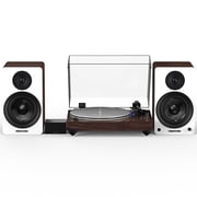 Fluance Reference RT85 HiFi Vinyl Turntable Natural Walnut, PA10 Phono Preamp, Ai61 Powered 6.5" Bookshelf Speakers White Walnut, Ortofon 2M Blue Cartridge, 120W Class D Amplifier, Bluetooth