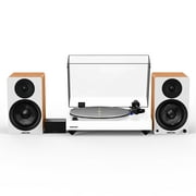 Fluance Reference RT85 High Fidelity Vinyl Turntable White, PA10 Phono Preamp, Ai41 Powered 5" Bookshelf Speakers Lucky Bamboo, Ortofon 2M Blue Cartridge, 90W Class D Amplifier, Bluetooth