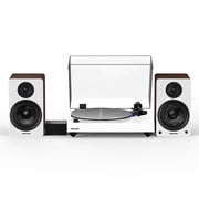 Fluance Reference RT85 High Fidelity Vinyl Turntable White, PA10 Phono Preamp, Ai41 Powered 5" Bookshelf Speakers White Walnut, Ortofon 2M Blue Cartridge, 90W Class D Amplifier, Bluetooth