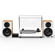 Fluance Reference RT85N High Fidelity Vinyl Turntable White, PA10 Phono Preamp, Ai41 Powered 5" Bookshelf Speakers Lucky Bamboo, Nagaoka MP-110 cartridge, 90W Class D Amplifier, Bluetooth