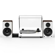 Fluance Reference RT85N High Fidelity Vinyl Turntable White, PA10 Phono Preamp, Ai41 Powered 5" Bookshelf Speakers White Walnut, Nagaoka MP-110 cartridge, 90W Class D Amplifier, Bluetooth