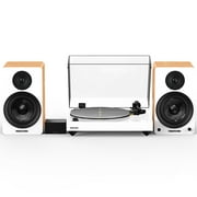 Fluance Reference RT85N High Fidelity Vinyl Turntable White, PA10 Phono Preamp, Ai61 Powered 6.5 Bookshelf Speakers Lucky Bamboo, Nagaoka MP-110 cartridge, 120W Class D Amplifier, Bluetooth