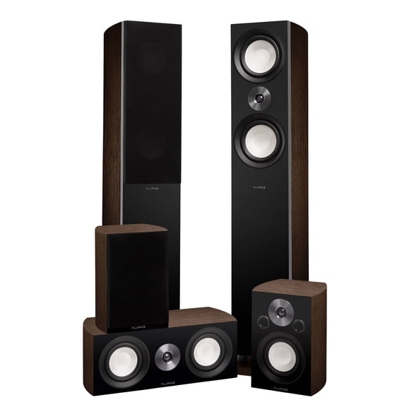 Fluance Reference Surround Sound Home Theater 5.0 Channel Speaker System including 3-Way Floorstanding Floorstanding Towers, Center Channel, and Rear Surround Speakers - Walnut (XL8HTBW)