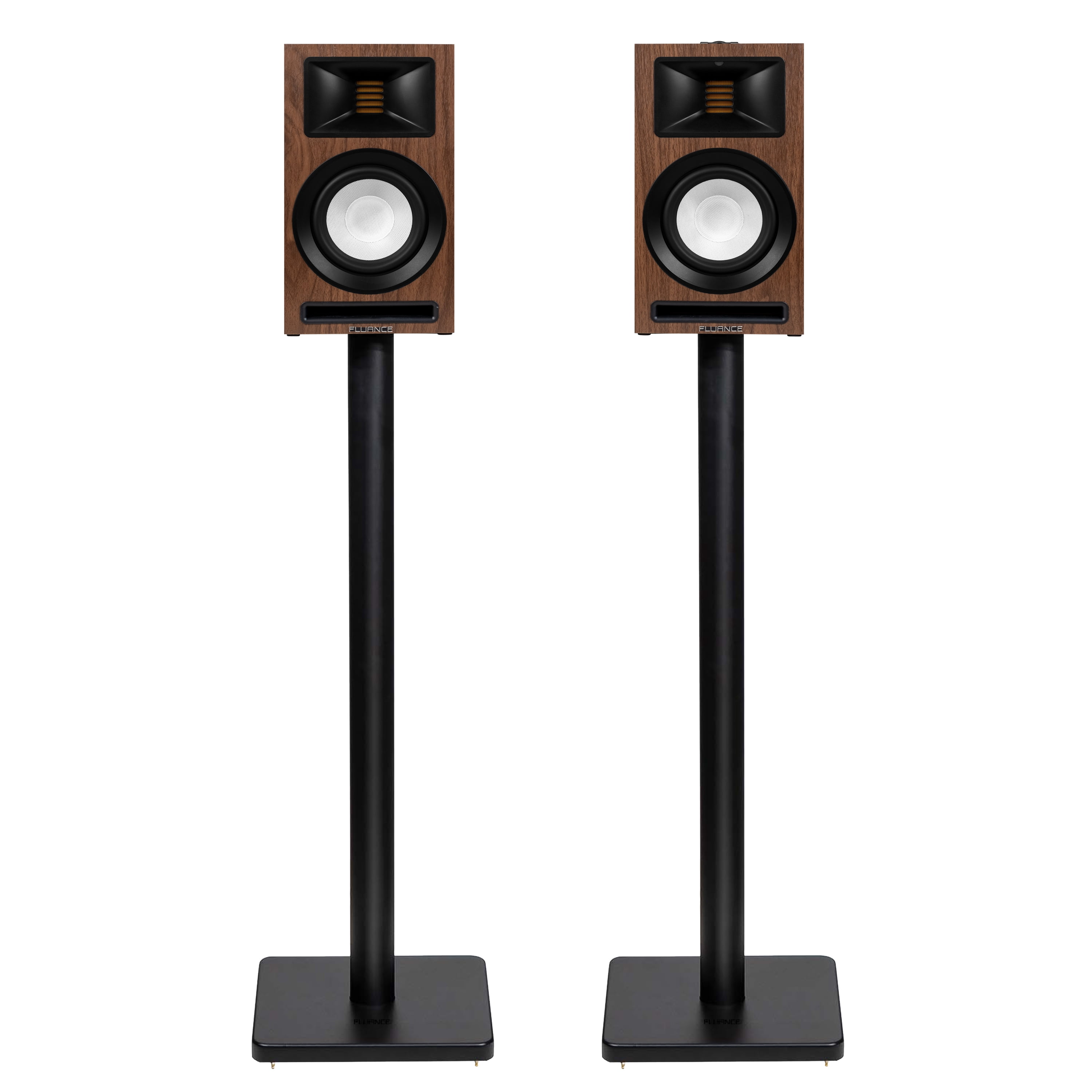 Fluance Ri71 Reference Powered Bookshelf Speakers with High Performance AMT Tweeters, 5" Drivers, 120W Amplifier for Music, Turntable, TV, PC - HDMI, Bluetooth, RCA & Subwoofer Out with Speaker Stand