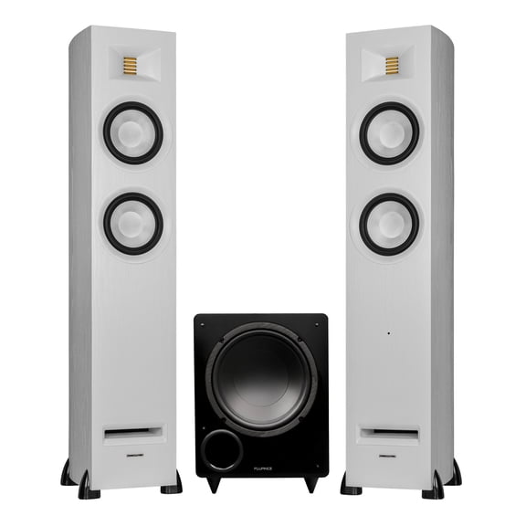 Fluance Ri91 Reference Stereo Powered Floorstanding Tower Speakers with High Performance AMT Tweeters, 2 x 6.5" Drivers, 150W, HDMI, Bluetooth, and DB10 Powered Subwoofer