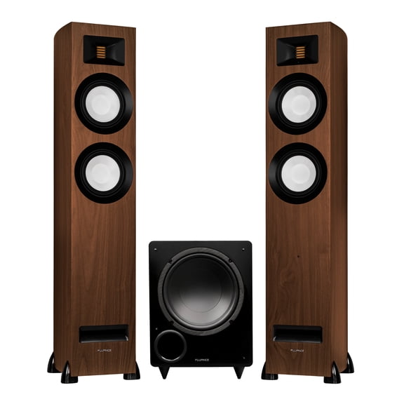 Fluance Ri91 Reference Stereo Powered Floorstanding Tower Speakers with High Performance AMT Tweeters, 2 x 6.5" Drivers, 150W, HDMI, Bluetooth, and DB10 Powered Subwoofer