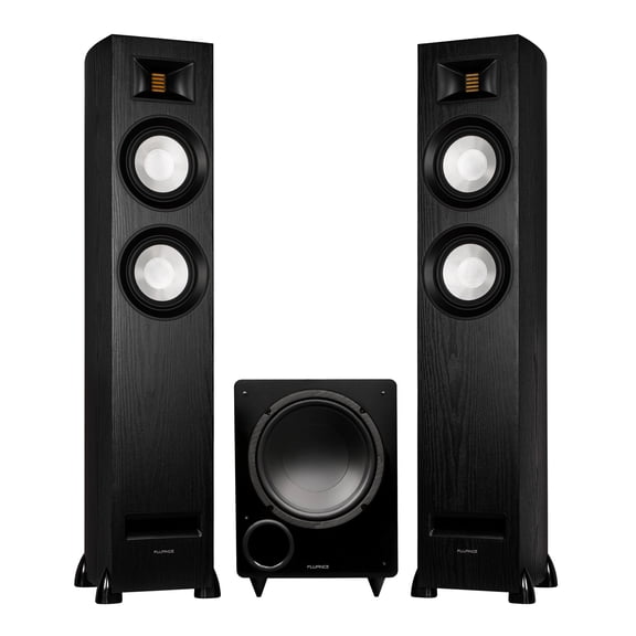 Fluance Ri91 Reference Stereo Powered Floorstanding Tower Speakers with High Performance AMT Tweeters, 2 x 6.5" Drivers, 150W, HDMI, Bluetooth, and DB10 Powered Subwoofer