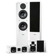 Fluance Elite High Definition Surround Sound Home Theater 5.0 Channel Speaker System including Floorstanding Towers, Center Channel and Rear Surround Speakers - White SXHTBWH