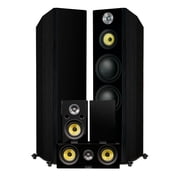 Fluance Signature HiFi Surround Sound Home Theater 5.0 Channel Speaker System including 3-Way Floorstanding Towers, Center Channel and Rear Surround Speakers - Black Ash HFHTB