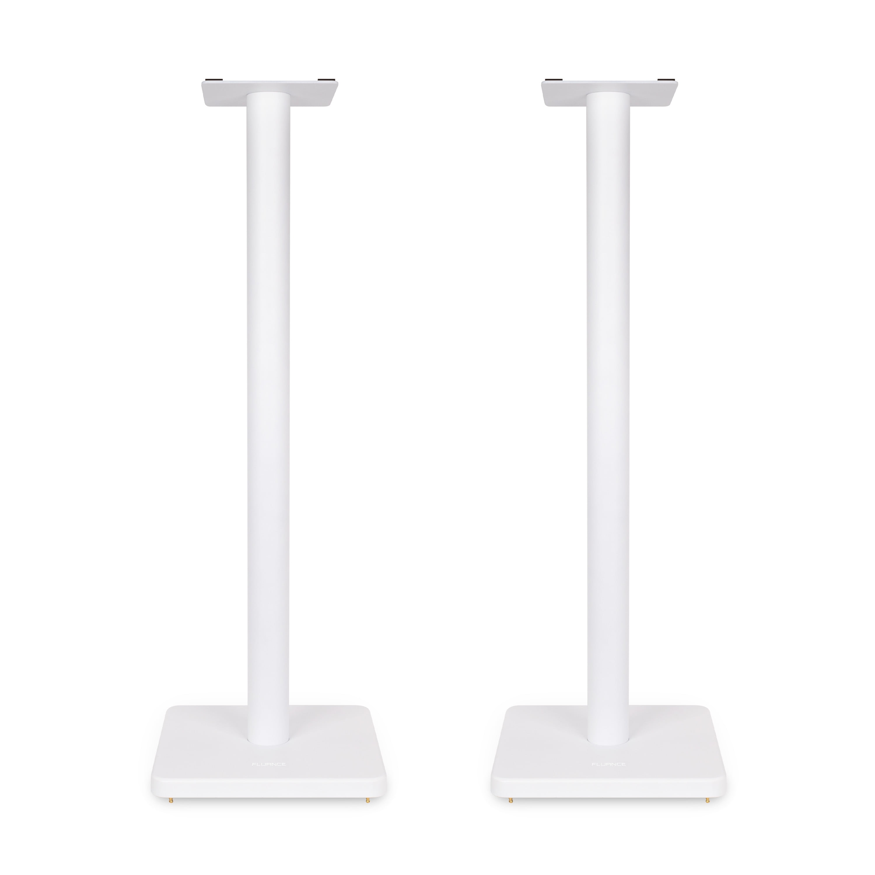 Matte White Metal Floor Speaker Stands with Cable Management