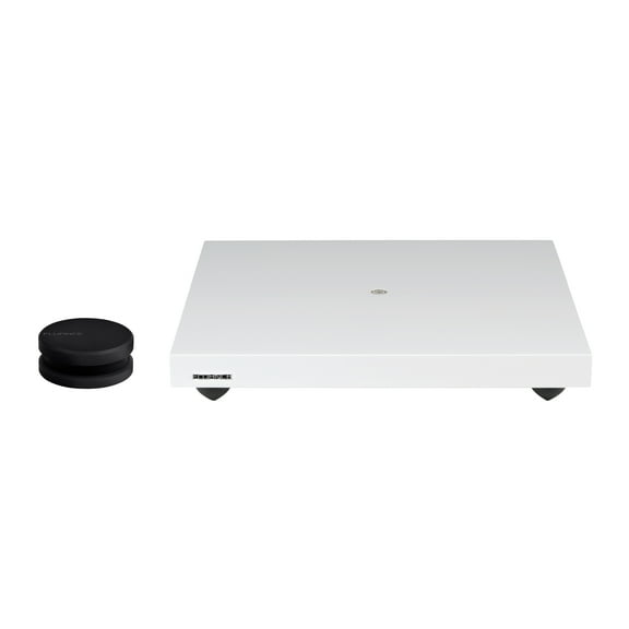 Fluance Turntable Isolation Base Anti-Vibration Wood Platform And HiFi Vinyl Record Weight Stabilizer with Rubberized Finish - Piano White