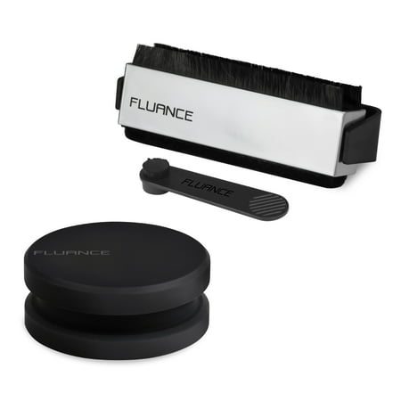Fluance Vinyl Record Accessory Kit With Record and Stylus Anti-Static Carbon Fiber Brushes and Record Weight (VB52RW03)