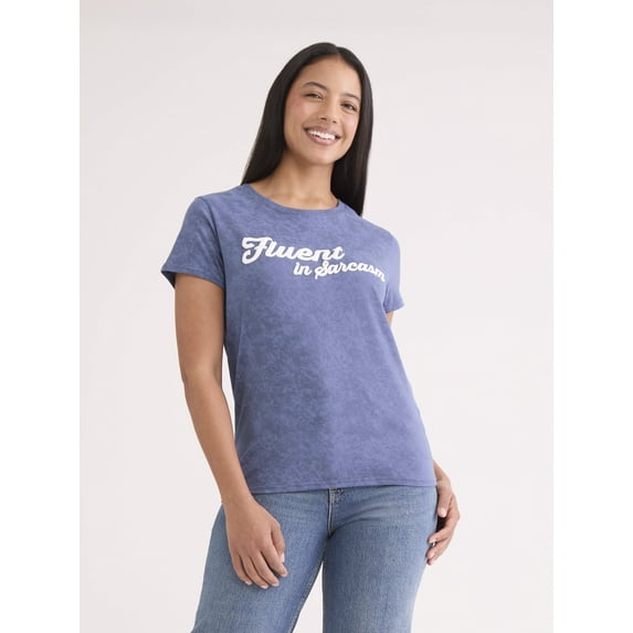 Fluent In Sarcasm Women's Graphic Tee with Short Sleeves, Sizes XXS-XXL