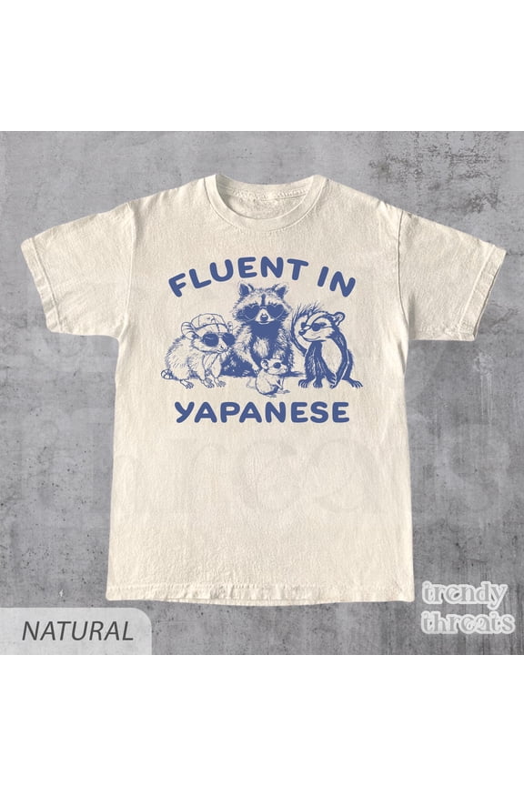 Fluent In Yapanese Shirt • Yapping Quote Meme T-Shirt • Retro Raccoon Graph Shirt • Animal