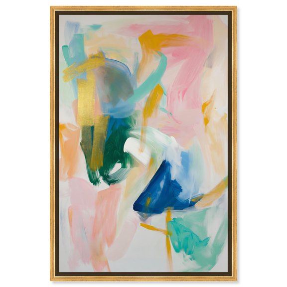 Fluent Spectrum Brush Canvas Modern Color Abstract by Art Remedy, Gold Frame, 10" x 15"