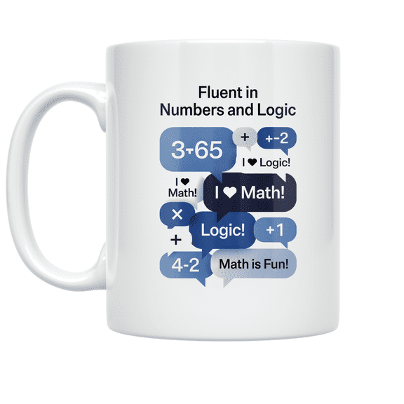 Fluent in Numbers and Logic - Math Enthusiast - 11 oz Ceramic Coffee Mug